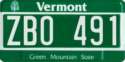 VT license plate ZBO491