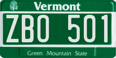 VT license plate ZBO501