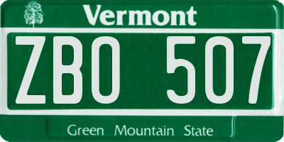 VT license plate ZBO507