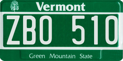 VT license plate ZBO510
