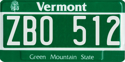VT license plate ZBO512
