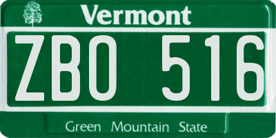 VT license plate ZBO516