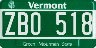 VT license plate ZBO518