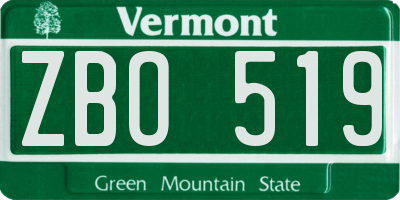 VT license plate ZBO519