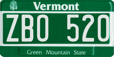VT license plate ZBO520