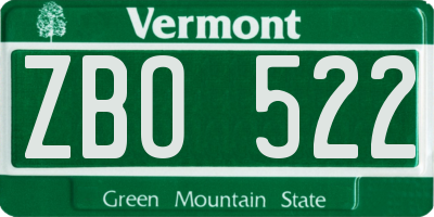 VT license plate ZBO522
