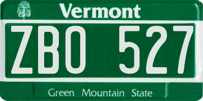 VT license plate ZBO527