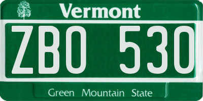 VT license plate ZBO530