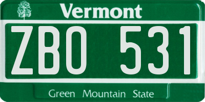 VT license plate ZBO531