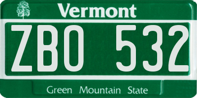 VT license plate ZBO532