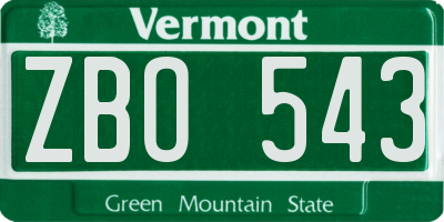 VT license plate ZBO543