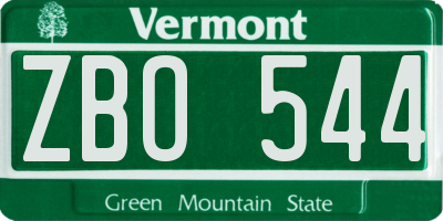 VT license plate ZBO544