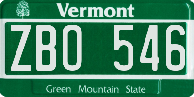VT license plate ZBO546