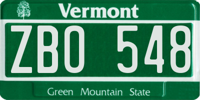VT license plate ZBO548