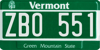 VT license plate ZBO551