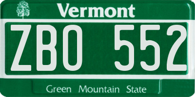 VT license plate ZBO552