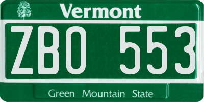 VT license plate ZBO553