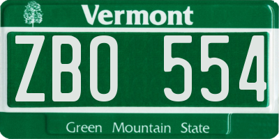 VT license plate ZBO554