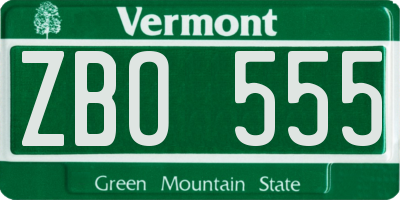 VT license plate ZBO555