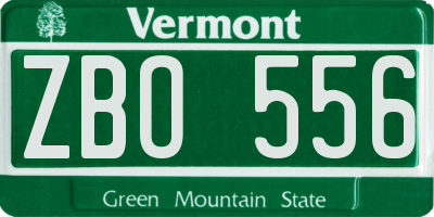 VT license plate ZBO556
