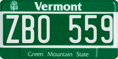 VT license plate ZBO559