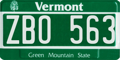 VT license plate ZBO563