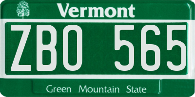 VT license plate ZBO565