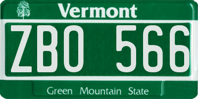 VT license plate ZBO566