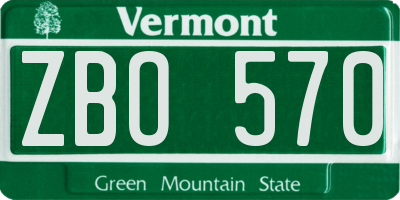 VT license plate ZBO570