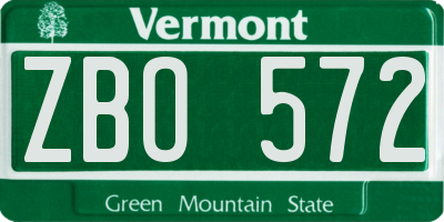 VT license plate ZBO572