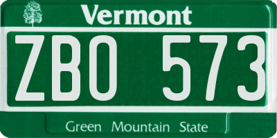 VT license plate ZBO573