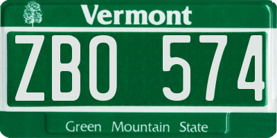 VT license plate ZBO574