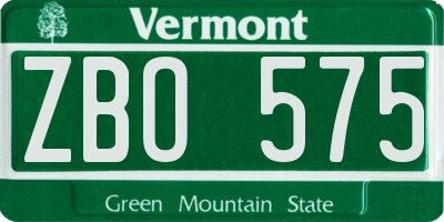 VT license plate ZBO575