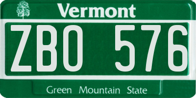 VT license plate ZBO576