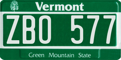 VT license plate ZBO577