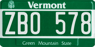 VT license plate ZBO578