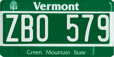 VT license plate ZBO579
