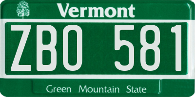 VT license plate ZBO581