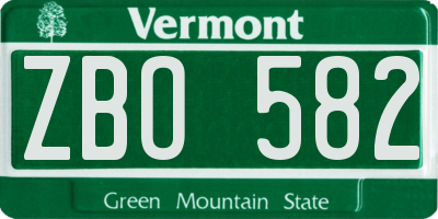 VT license plate ZBO582