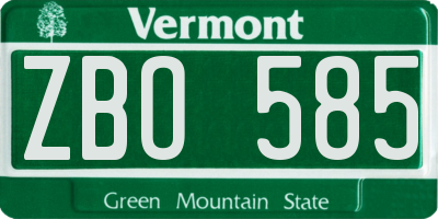 VT license plate ZBO585