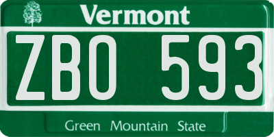 VT license plate ZBO593