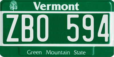 VT license plate ZBO594