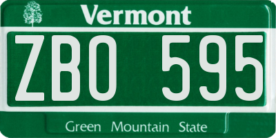 VT license plate ZBO595