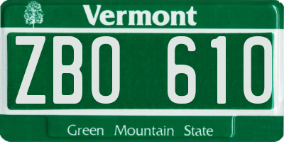 VT license plate ZBO610