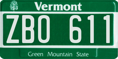 VT license plate ZBO611