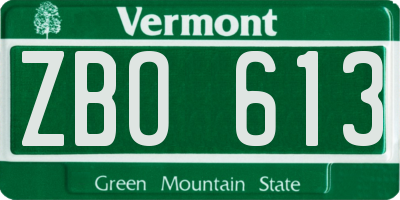 VT license plate ZBO613
