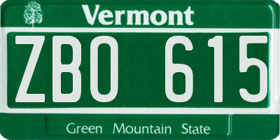 VT license plate ZBO615