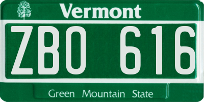 VT license plate ZBO616