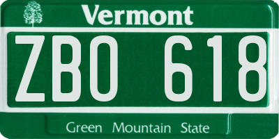 VT license plate ZBO618