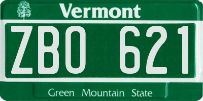 VT license plate ZBO621